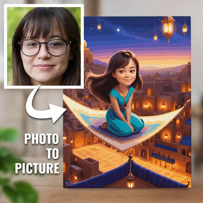 Zestaw do malowania po numerach „Magiczna przygoda na dywanie”.