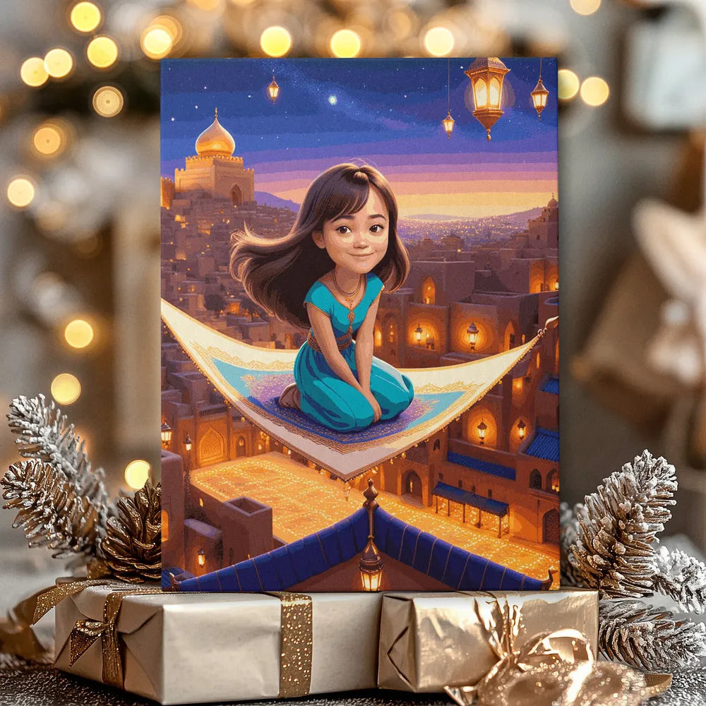 Zestaw do malowania po numerach „Magiczna przygoda na dywanie”.