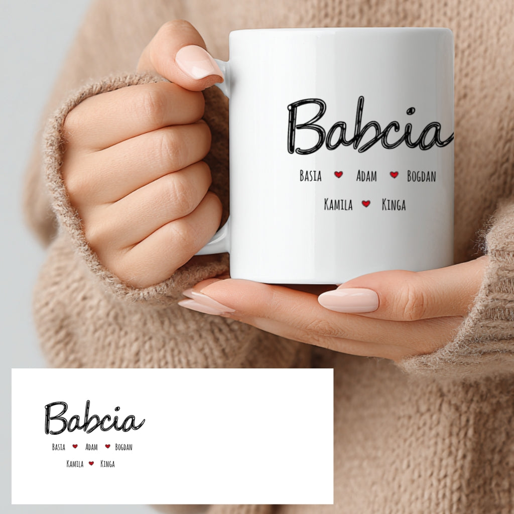 Personalizowany prezent od wnuków dla Babci - kubek z imionami