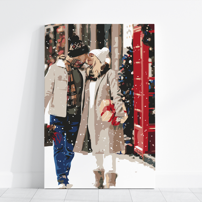 Malowania po Numerach - Romantyczna Para w Śniegu