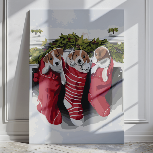 Malowanie po Numerach -  Świąteczne Szczeniaki