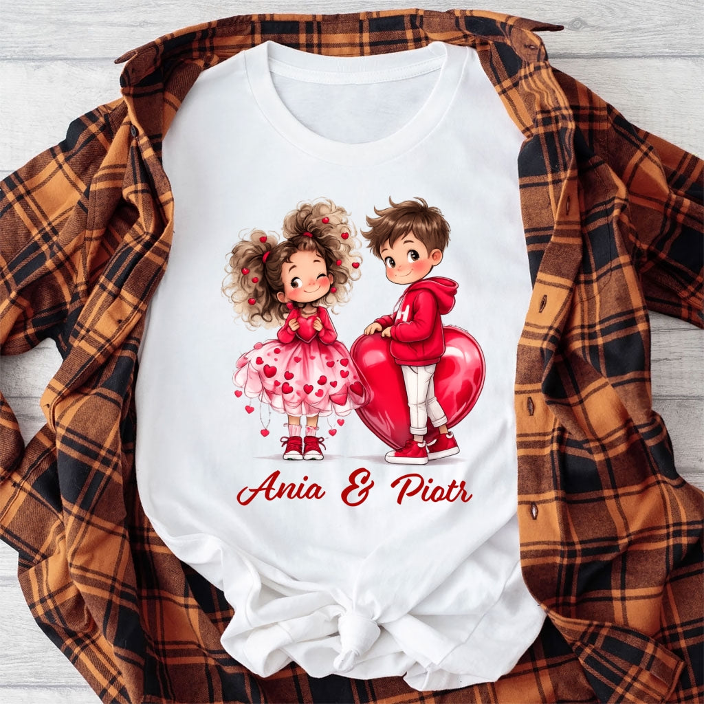 Personalizowana Bluza na Walentynki – Słodka Zakochana Para + Wasze Imiona, Romantyczny Prezent dla Niej