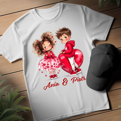 Personalizowana Bluza na Walentynki – Słodka Zakochana Para + Wasze Imiona, Romantyczny Prezent dla Niej