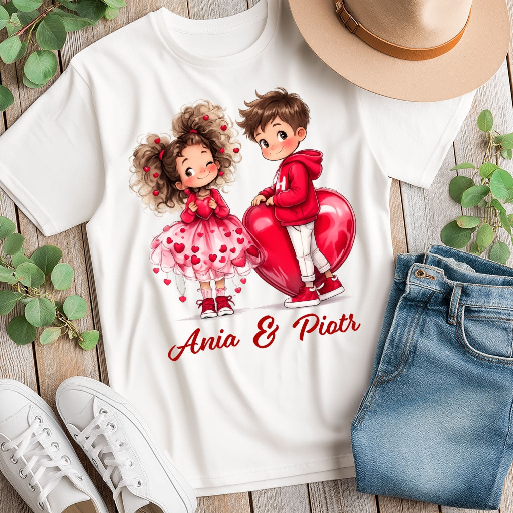 Personalizowana Bluza na Walentynki – Słodka Zakochana Para + Wasze Imiona, Romantyczny Prezent dla Niej