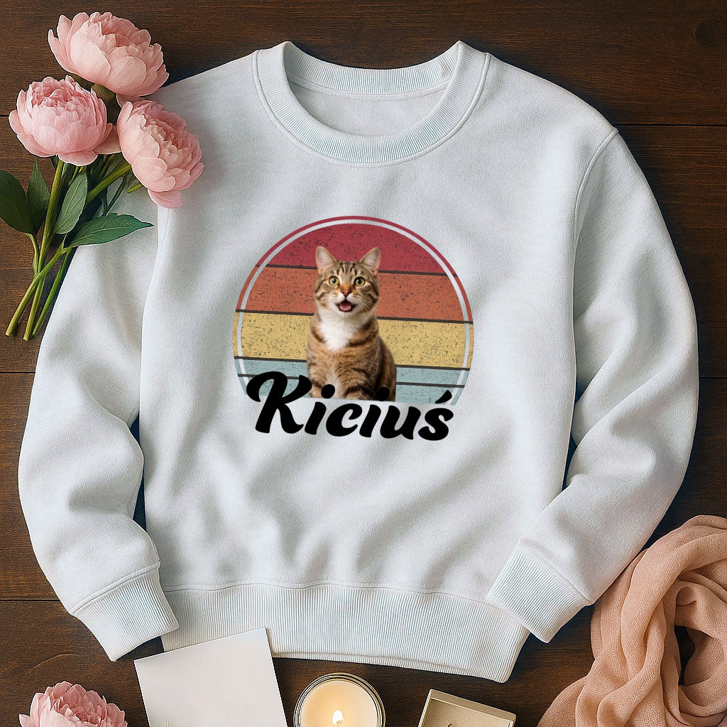 Personalizowana bluza z kotem – Twoje zdjęcie pupila i imię, Prezent dla miłośnika zwierząt