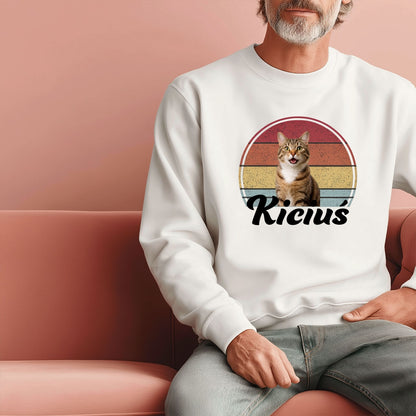 Personalizowana bluza z kotem – Twoje zdjęcie pupila i imię, Prezent dla miłośnika zwierząt