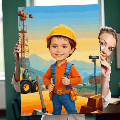 Zestaw do malowania po numerach „Przygoda małego budowniczego”.