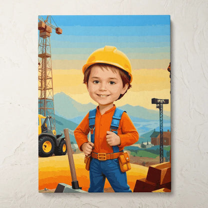 Zestaw do malowania po numerach „Przygoda małego budowniczego”.