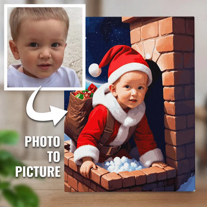 Zestaw do malowania po numerach „Mały Mikołaj na dachu”.