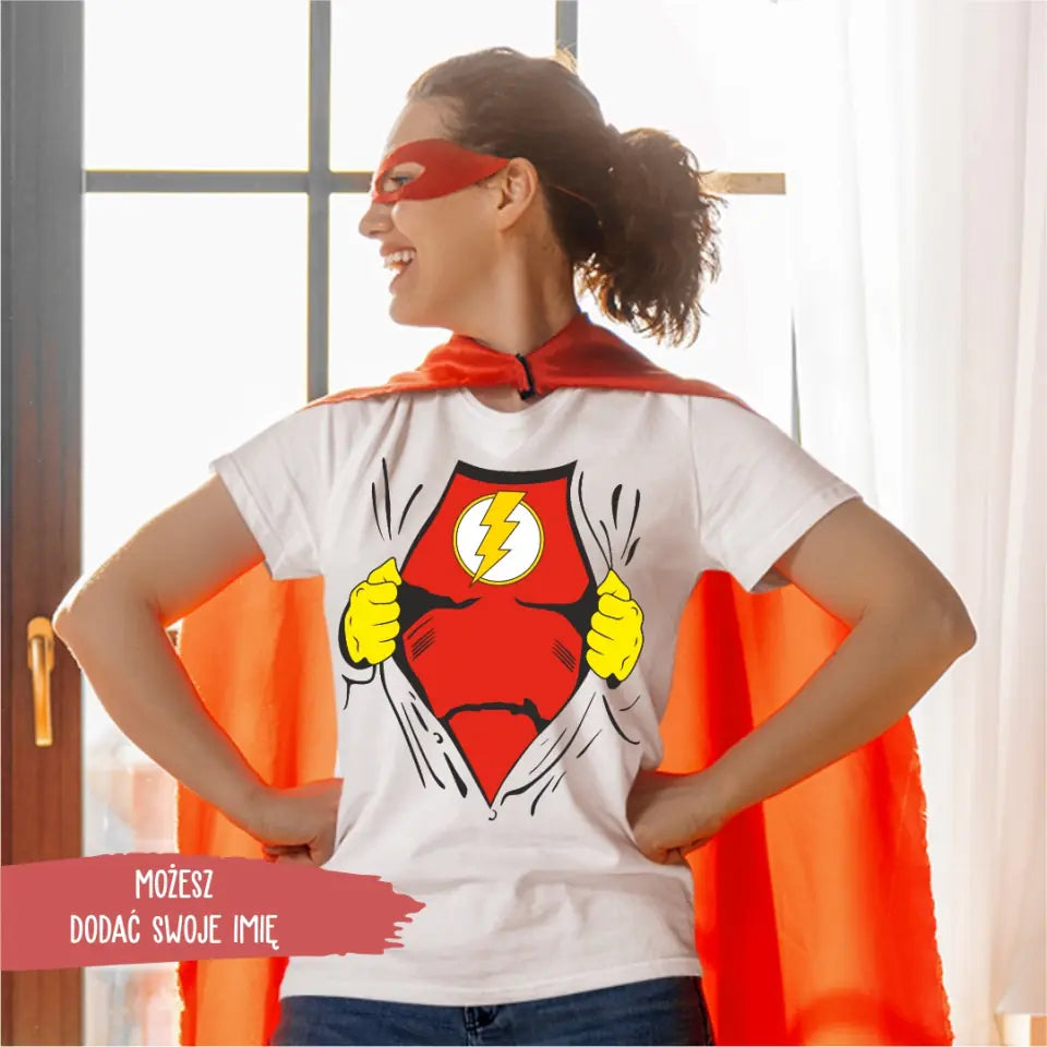 Czerwony bohater z błyskawicą