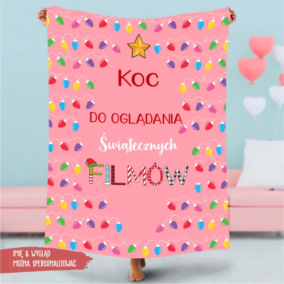 Koc do oglądania świątecznych filmów - Girlanda