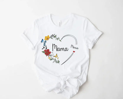 Prezenty - Mama. Serce z kwiatami