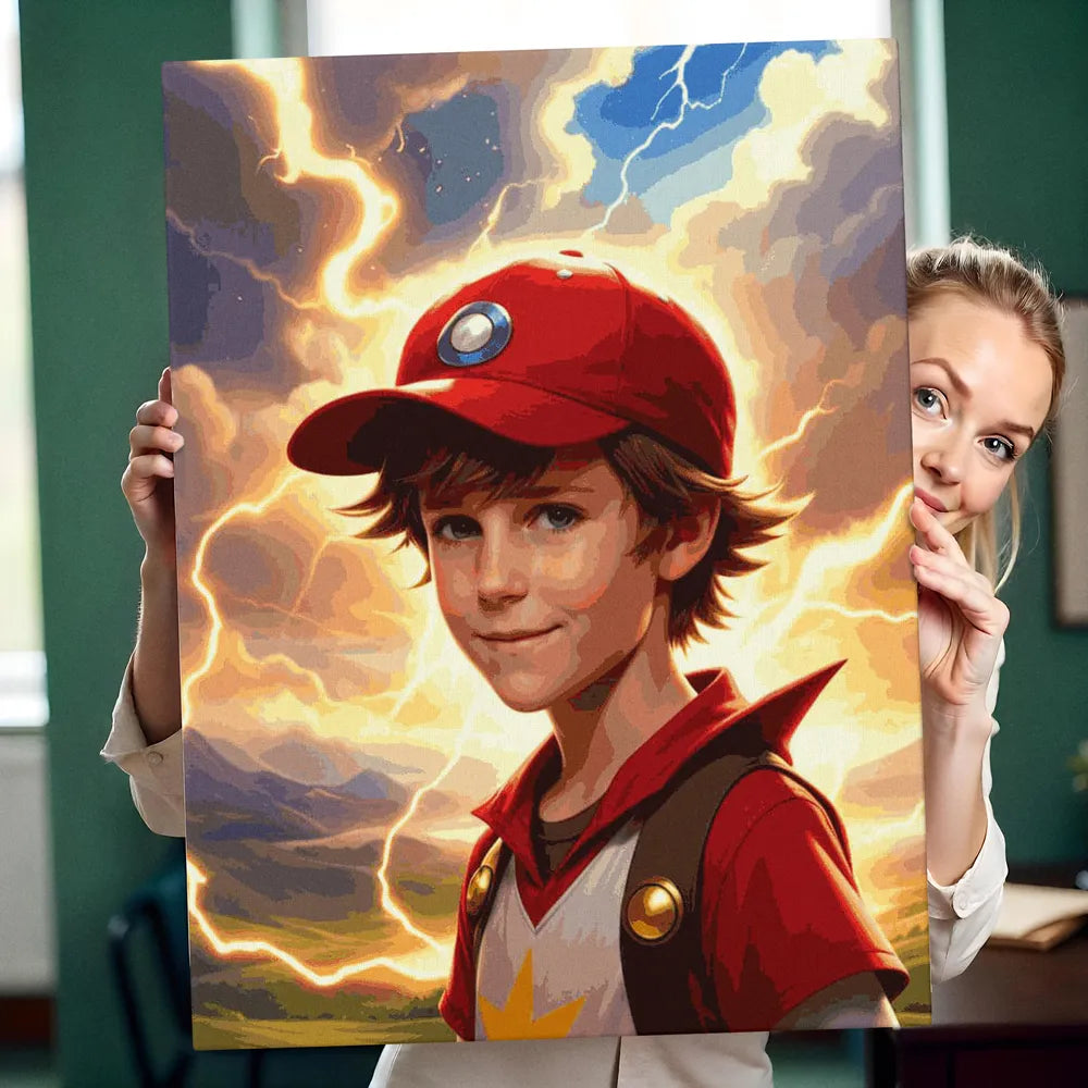 Zestaw do malowania po numerach „Przygoda chłopca z piorunami”.