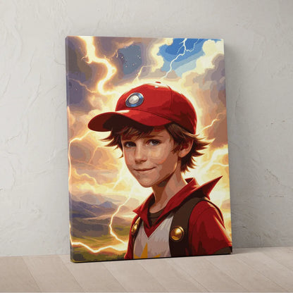 Zestaw do malowania po numerach „Przygoda chłopca z piorunami”.