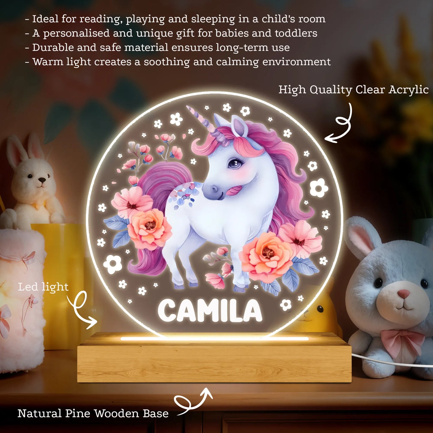Jednorożec, Lampka nocna, Spersonalizowane lampki nocne dla dzieci