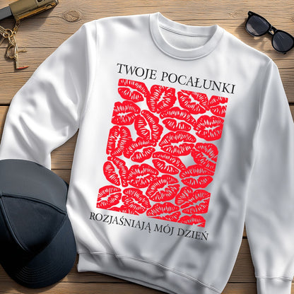 Personalizowana Bluza na Walentynki – Czerwone Usta + Twój Własny Napis, Prezent dla Niej