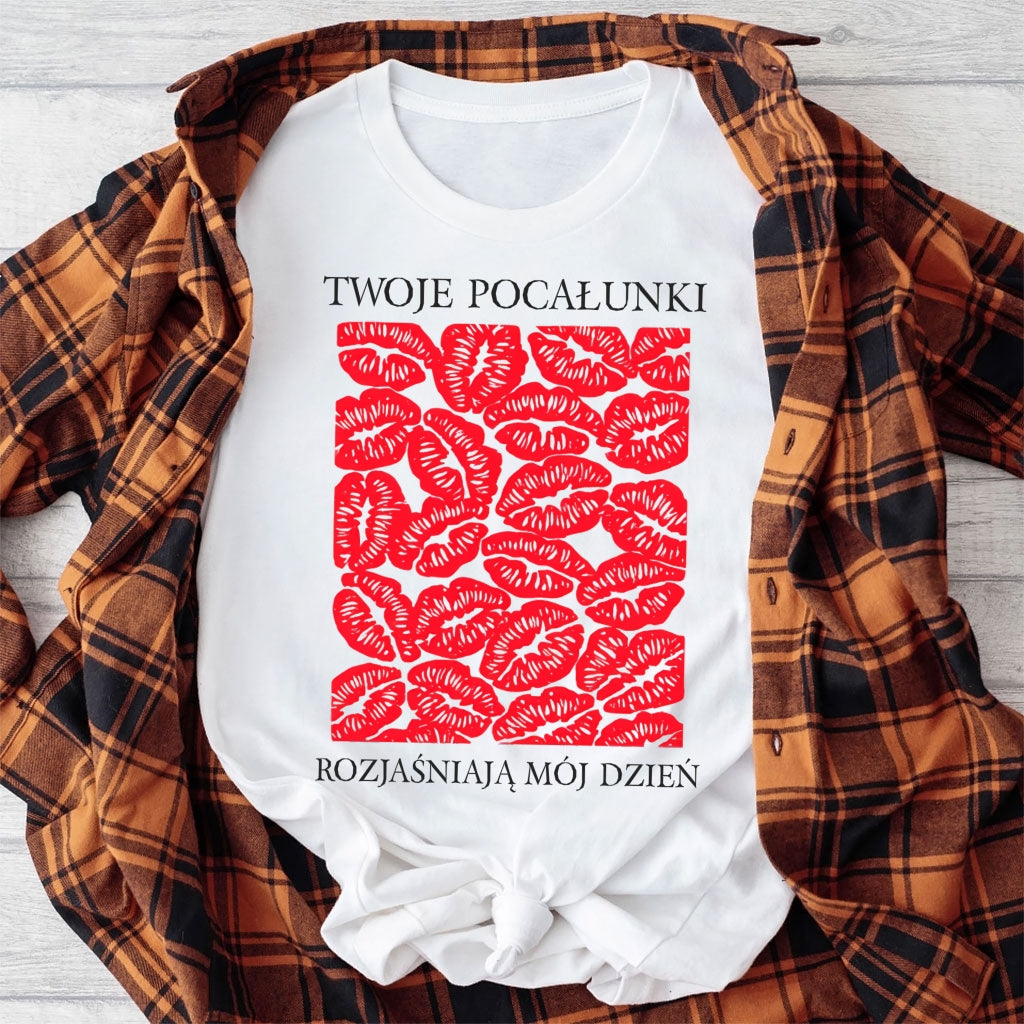 Personalizowana Bluza na Walentynki – Czerwone Usta + Twój Własny Napis, Prezent dla Niej