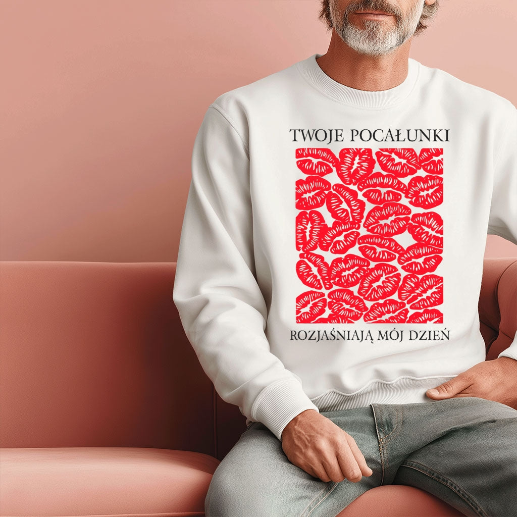 Personalizowana Bluza na Walentynki – Czerwone Usta + Twój Własny Napis, Prezent dla Niej