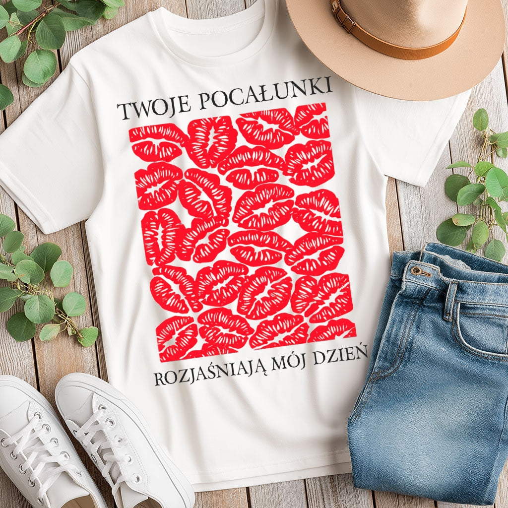 Personalizowana Bluza na Walentynki – Czerwone Usta + Twój Własny Napis, Prezent dla Niej