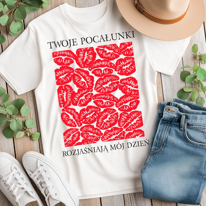 Personalizowana Bluza na Walentynki – Czerwone Usta + Twój Własny Napis, Prezent dla Niej