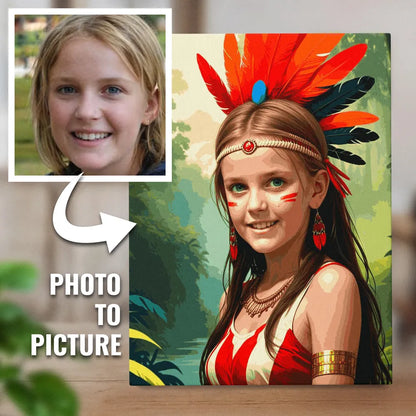 Zestaw do malowania po numerach „Dziewczyna z piórkiem”.