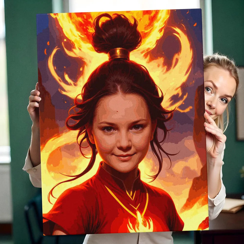 Zestaw do malowania po numerach „Bogini ognia”.