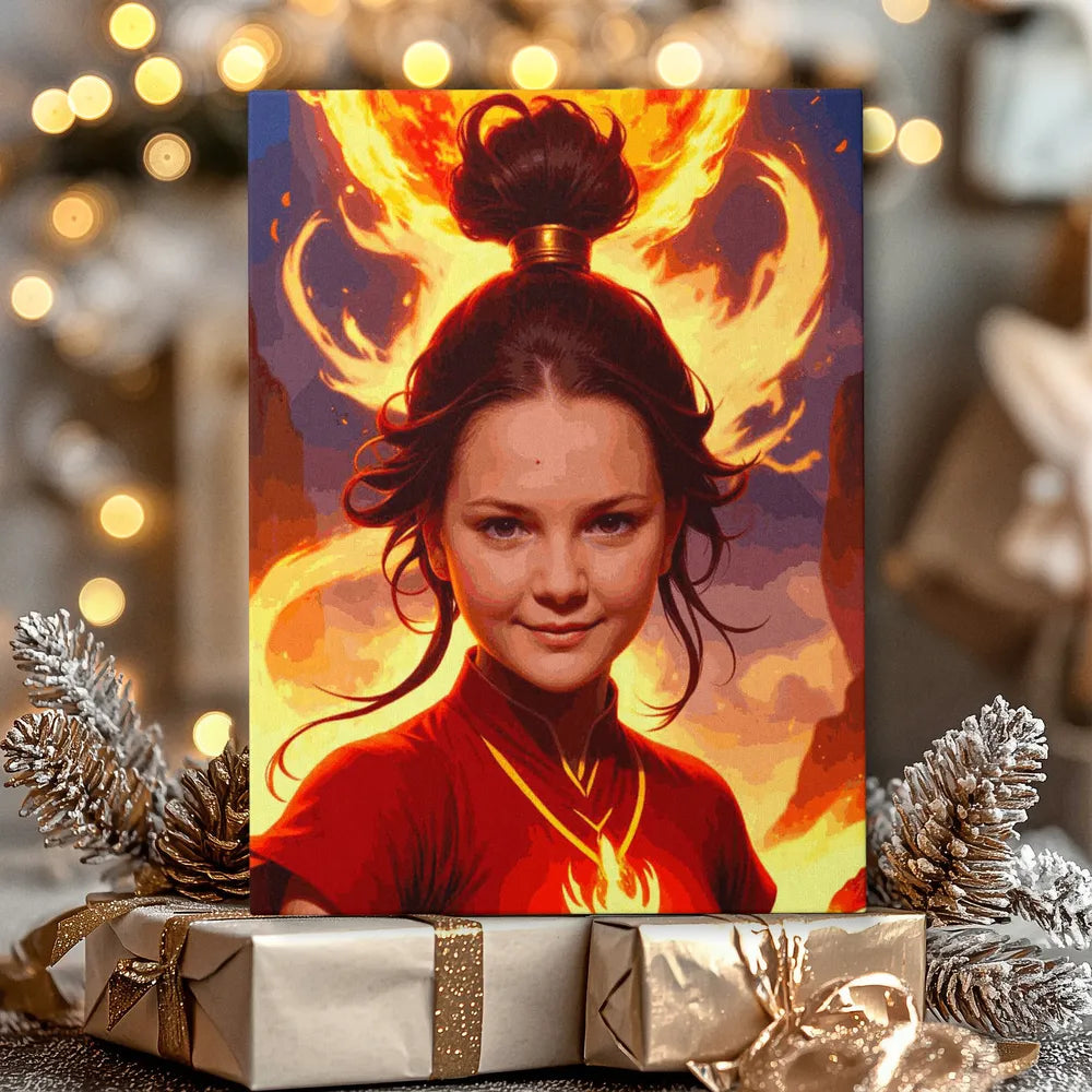 Zestaw do malowania po numerach „Bogini ognia”.