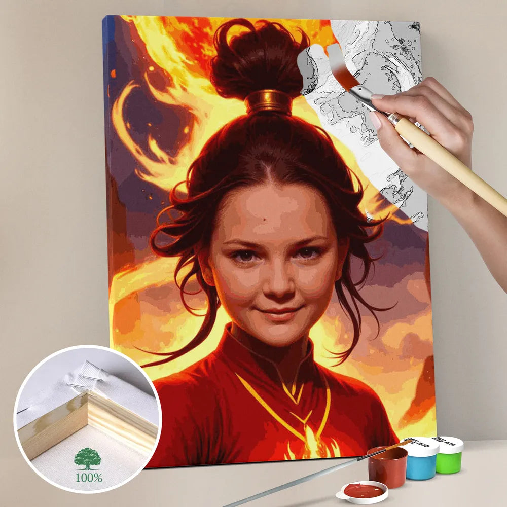 Zestaw do malowania po numerach „Bogini ognia”.