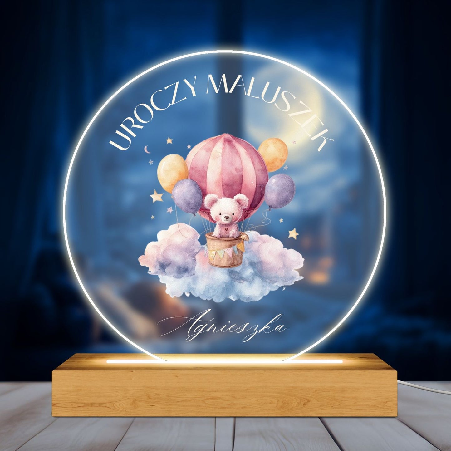Personalizowana lampka LED z imieniem dziecka – Balon z Maluszkiem