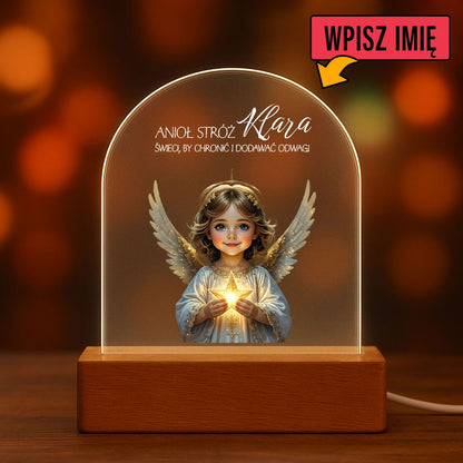 Świąteczna Lampka LED z Aniołkiem – Personalizowany Prezent dla Dziecka