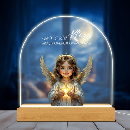 Świąteczna Lampka LED z Aniołkiem – Personalizowany Prezent dla Dziecka