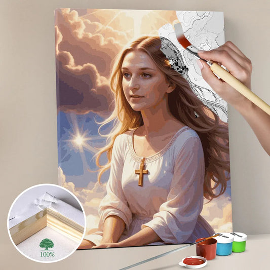 Zestaw do malowania po numerach „Niebiańska Dziewica”.