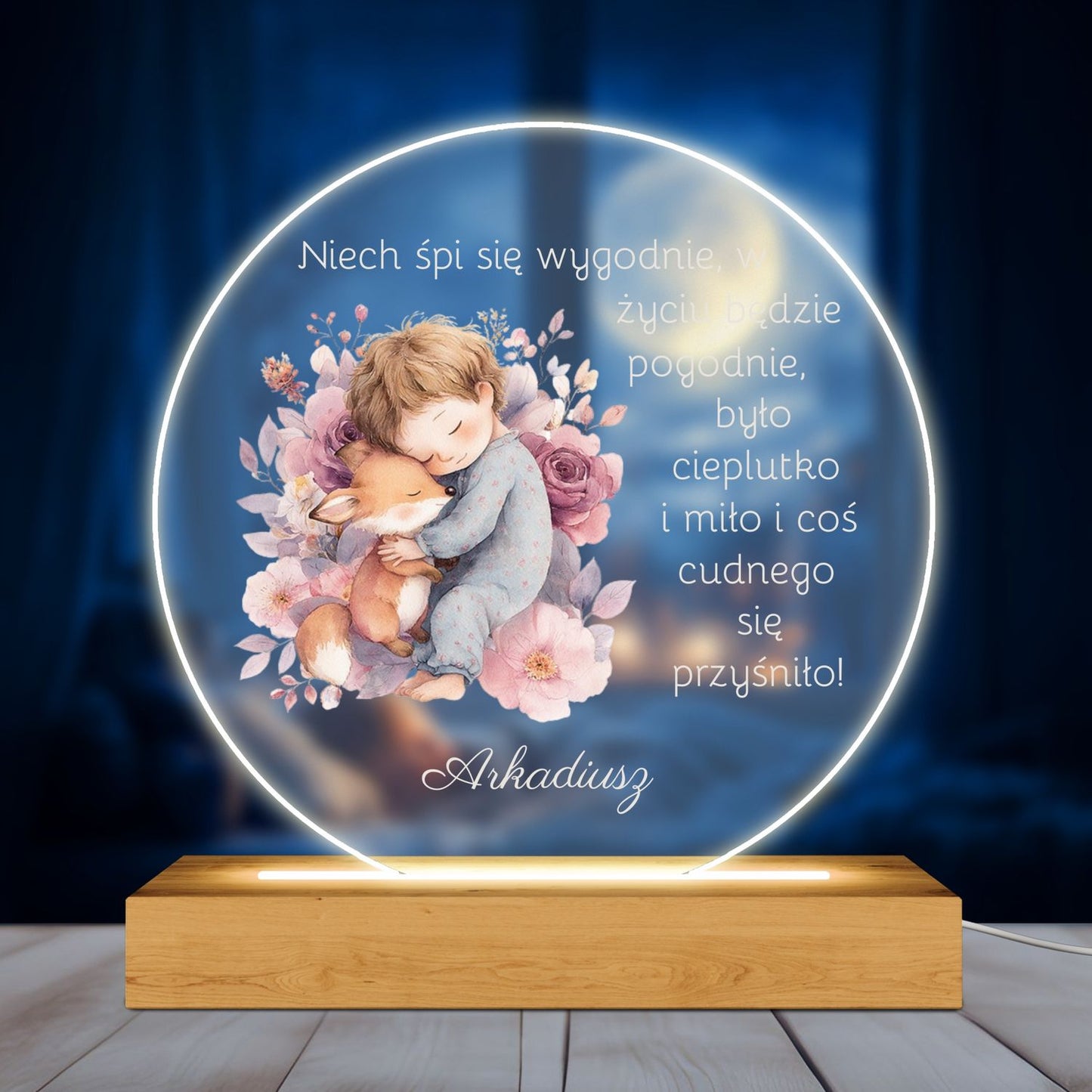 Personalizowana lampka LED z imieniem dziecka – Słodkich snów