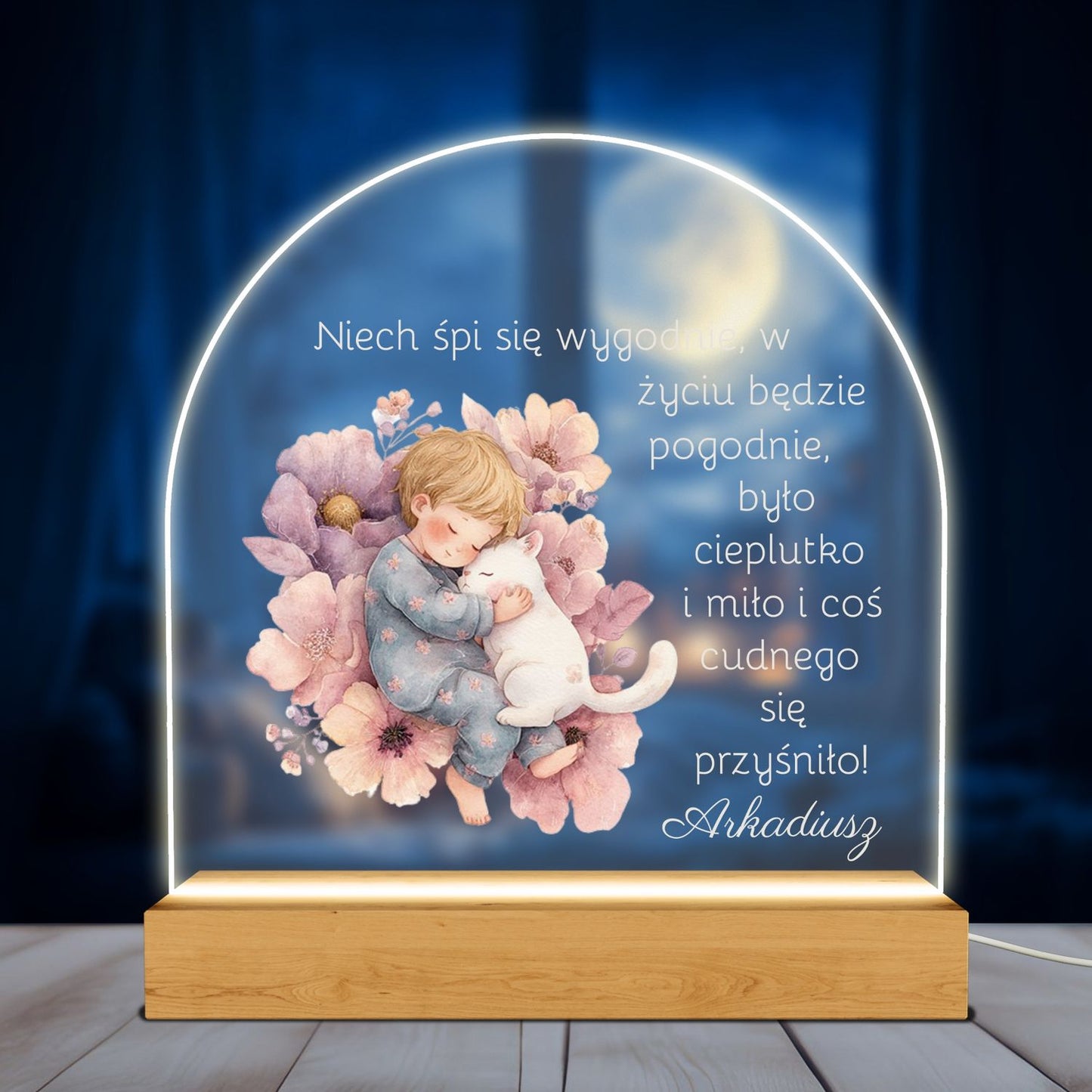 Personalizowana lampka LED z imieniem dziecka – Słodkich snów