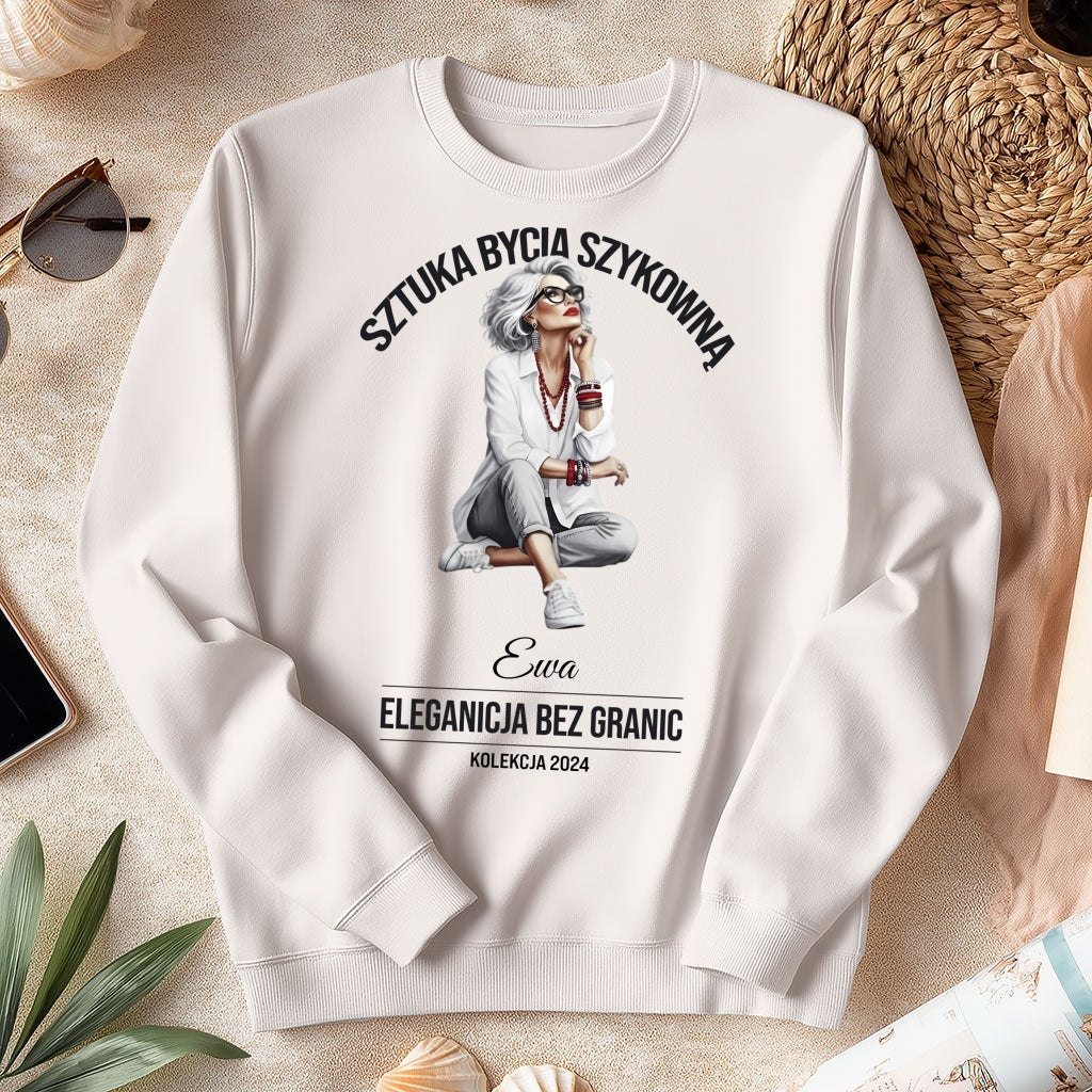 Personalizowana Bluza "Sztuka Bycia Szykowną" – Twoje Imię i Rok, Elegancja Bez Granic, Wyjątkowy Prezent dla Niej