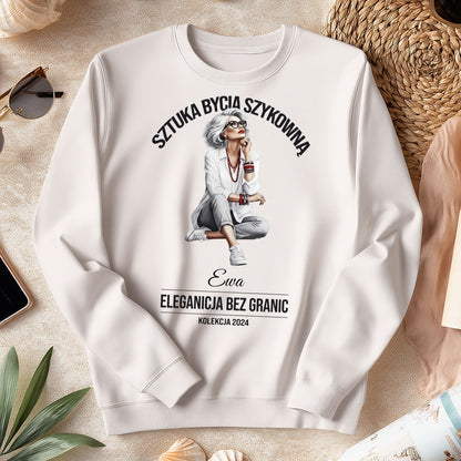 Personalizowana Bluza "Sztuka Bycia Szykowną" – Twoje Imię i Rok, Elegancja Bez Granic, Wyjątkowy Prezent dla Niej