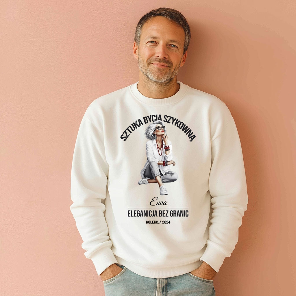 Personalizowana Bluza "Sztuka Bycia Szykowną" – Twoje Imię i Rok, Elegancja Bez Granic, Wyjątkowy Prezent dla Niej