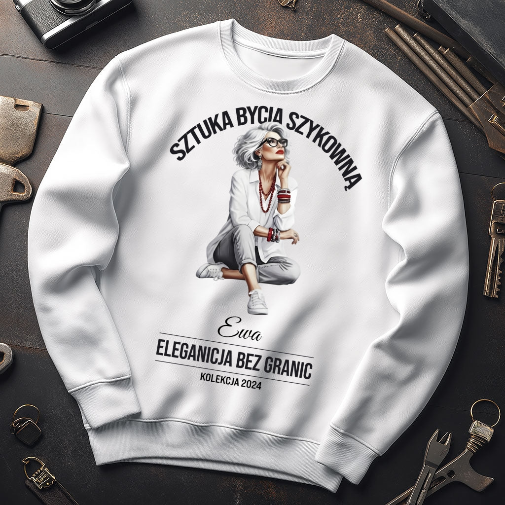 Personalizowana Bluza "Sztuka Bycia Szykowną" – Twoje Imię i Rok, Elegancja Bez Granic, Wyjątkowy Prezent dla Niej