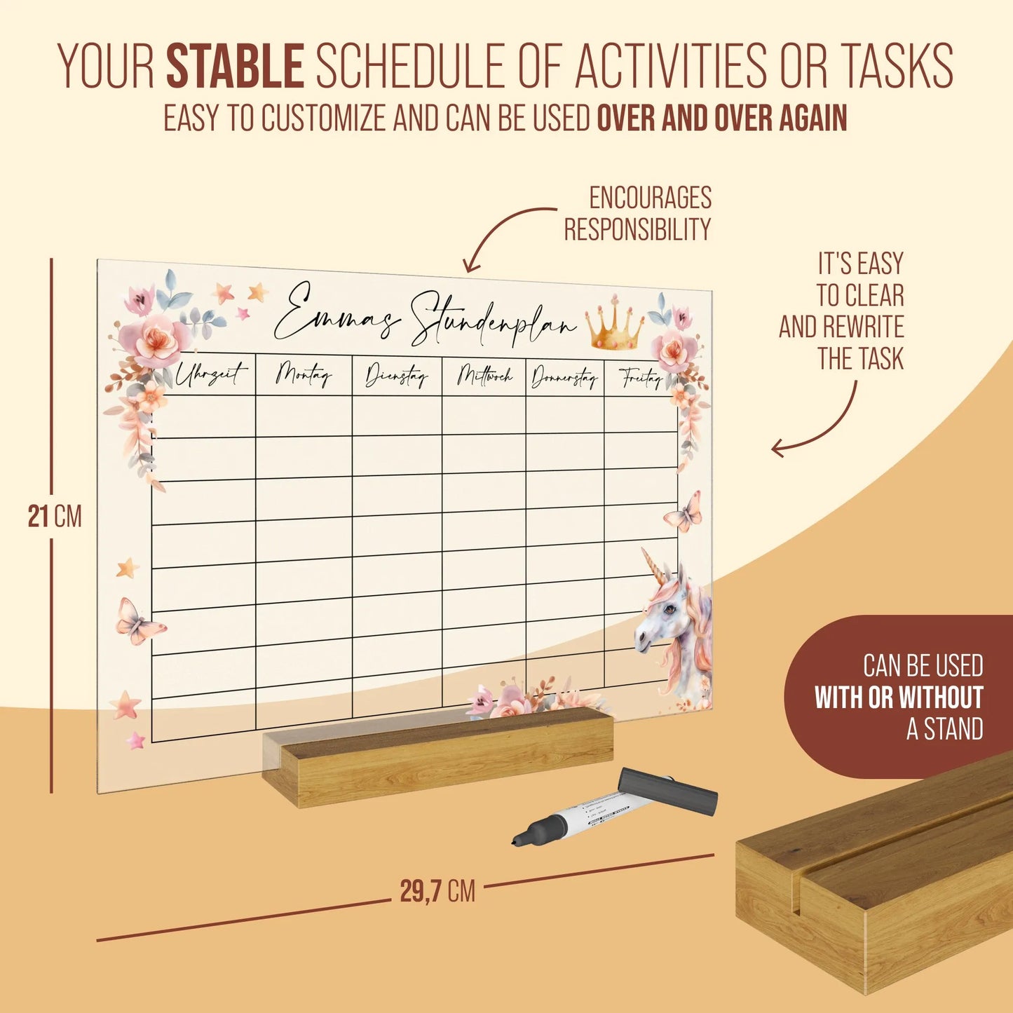 Planer tygodniowy ze szkła akrylowego można czyścić
