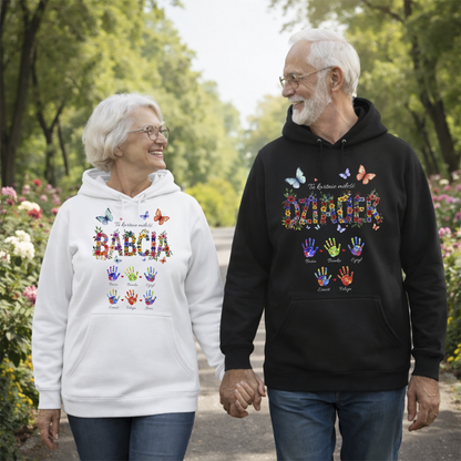 Personalizowany Bluza „Babcia – Tu kwitnie miłość” z Imionami Wnuków