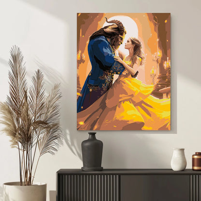 Obraz Po Numerach "Piękna i Bestia" – Malowanie po Numerach, Zestaw Artystyczny, Relaks i Sztuka DIY