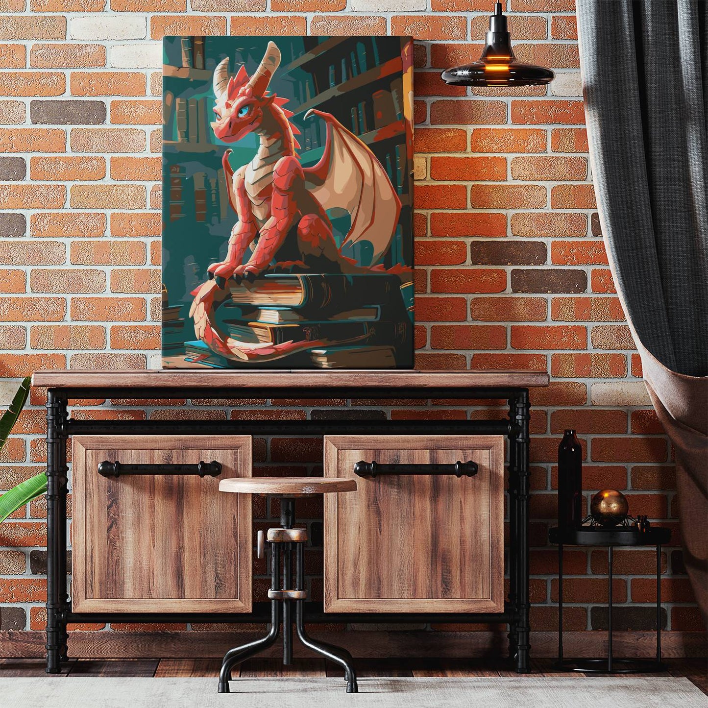 Obraz Po Numerach "Smok Strażnik Ksiąg" – Malowanie po Numerach, Fantastyczny Klimat i Magia Wiedzy