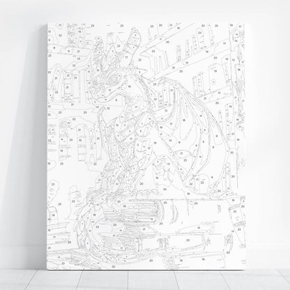 Obraz Po Numerach "Smok Strażnik Ksiąg" – Malowanie po Numerach, Fantastyczny Klimat i Magia Wiedzy