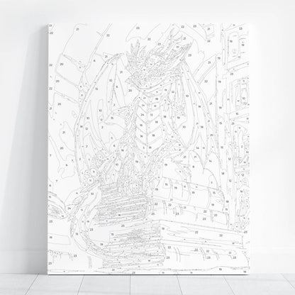 Obraz Po Numerach "Mądry Smok Bibliotekarz" – Malowanie po Numerach, Fantastyczne Klimaty i Magia Książek