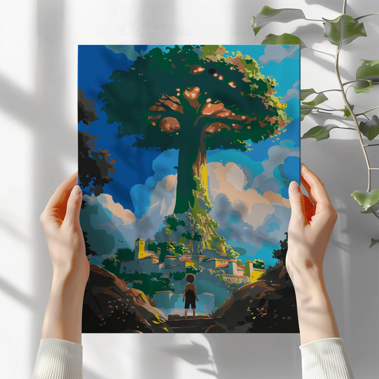 Obraz Po Numerach "Jaś i Magiczna Fasola" – Malowanie po Numerach z Bajki, Drzewo do Nieba