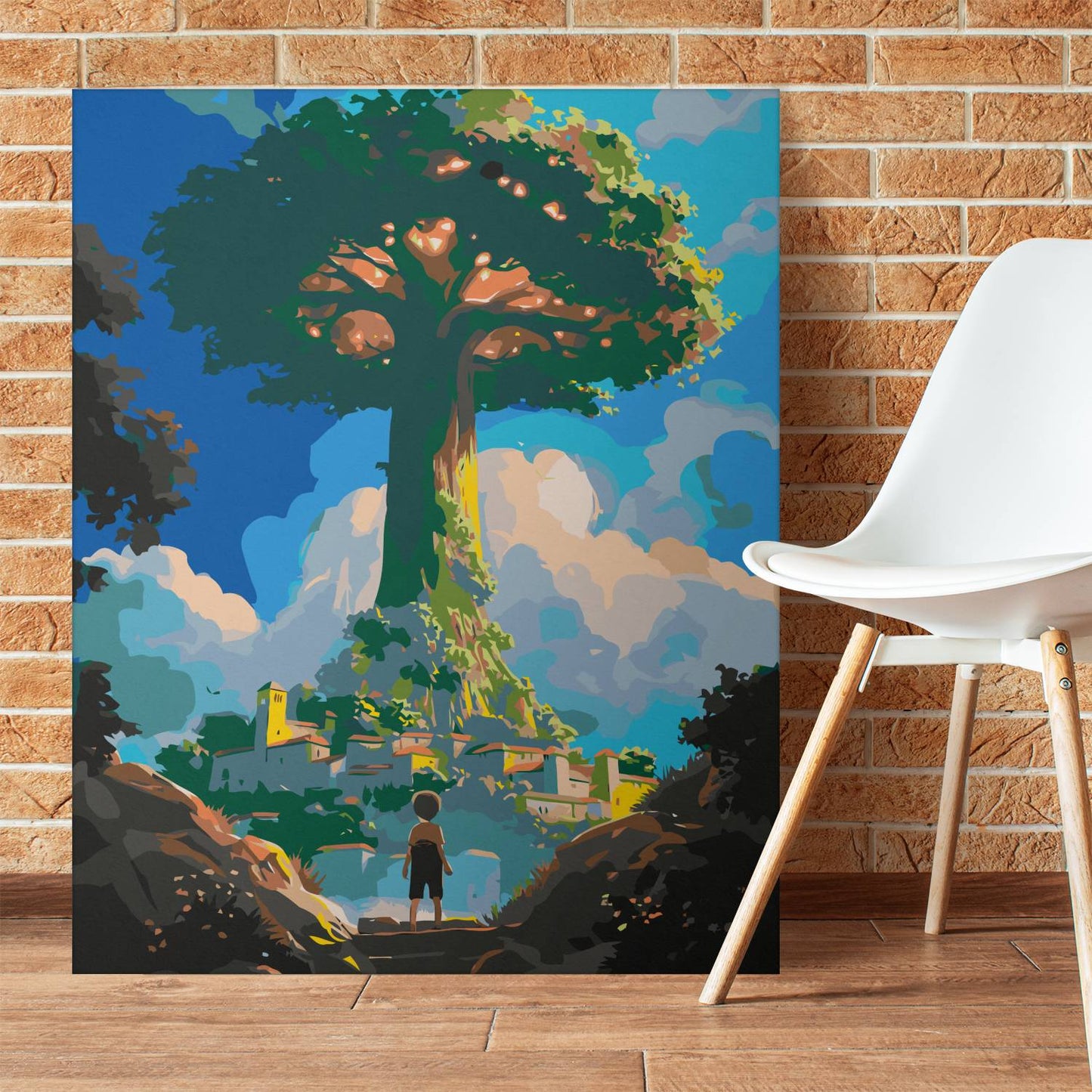 Obraz Po Numerach "Jaś i Magiczna Fasola" – Malowanie po Numerach z Bajki, Drzewo do Nieba