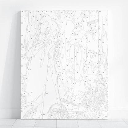 Obraz Po Numerach "Czerwony Kapturek i Wilk" – Malowanie po Numerach Bajkowa Scena w Lesie