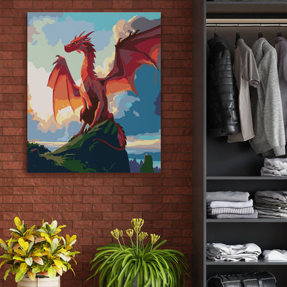 Obraz Po Numerach "Dumny Smok na Skale" – Majestatyczna Fantazja do Malowania