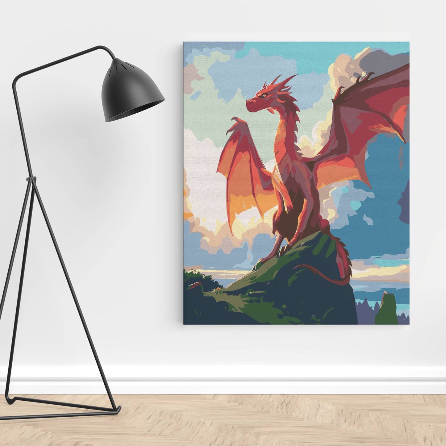 Obraz Po Numerach "Dumny Smok na Skale" – Majestatyczna Fantazja do Malowania