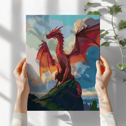 Obraz Po Numerach "Dumny Smok na Skale" – Majestatyczna Fantazja do Malowania